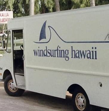 Windsurfing Hawaii van, Kailua — vintage van with logo